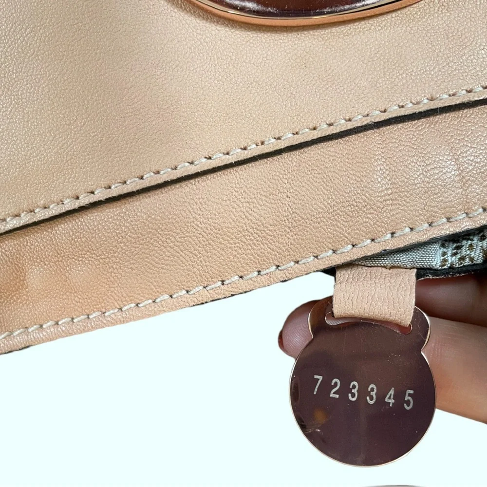 Mulberry Beige Leather Satchel with Snakeskin-Trim